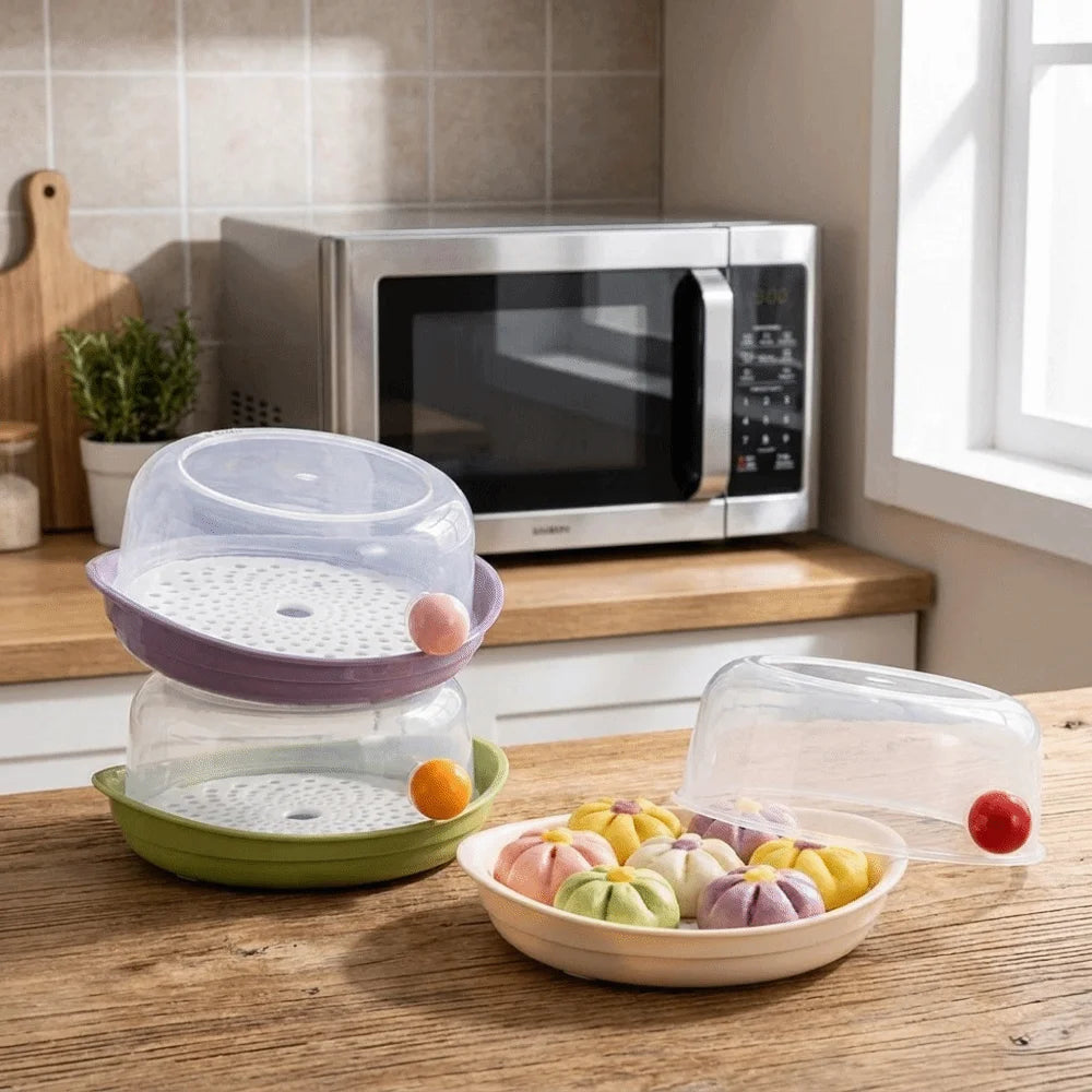 Food Grade PP Microwave Steamer with Lid & Tray | Large Capacity