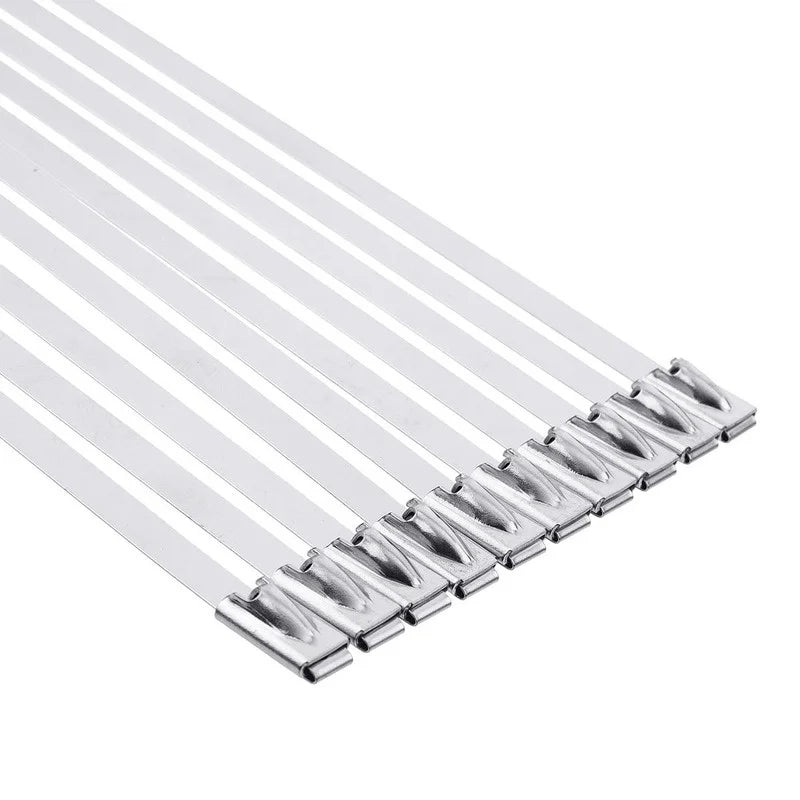 100Pcs Width 7.9mm Stainless Steel Zip Tie Exhaust Wrap Coated Locking Cable Ties Multi-Purpose Locking Cable Metal Zip Ties Oasis Select