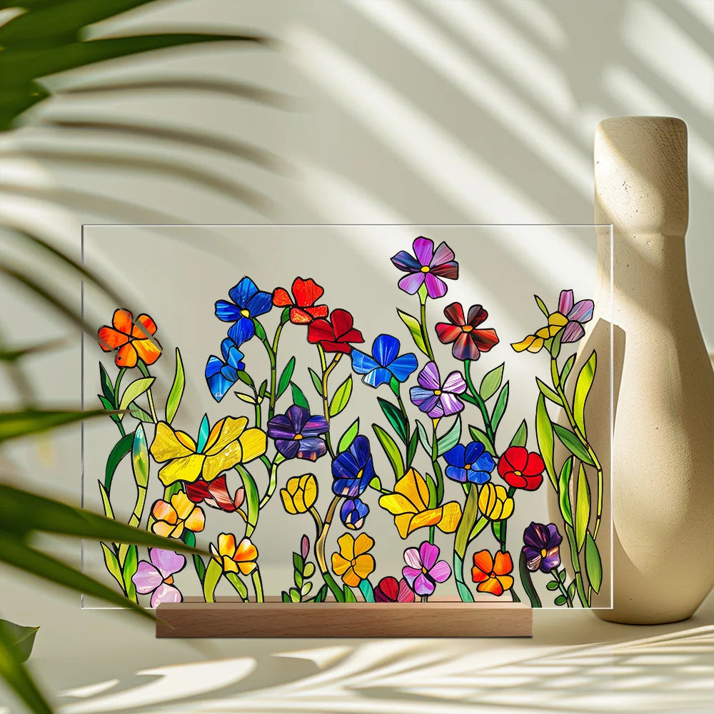 Acrylic Flower Pattern Table Room Desk Imitation Glass Texture Acrylic Desktop Decoration Holiday Gift Desk Decoration Oasis Select