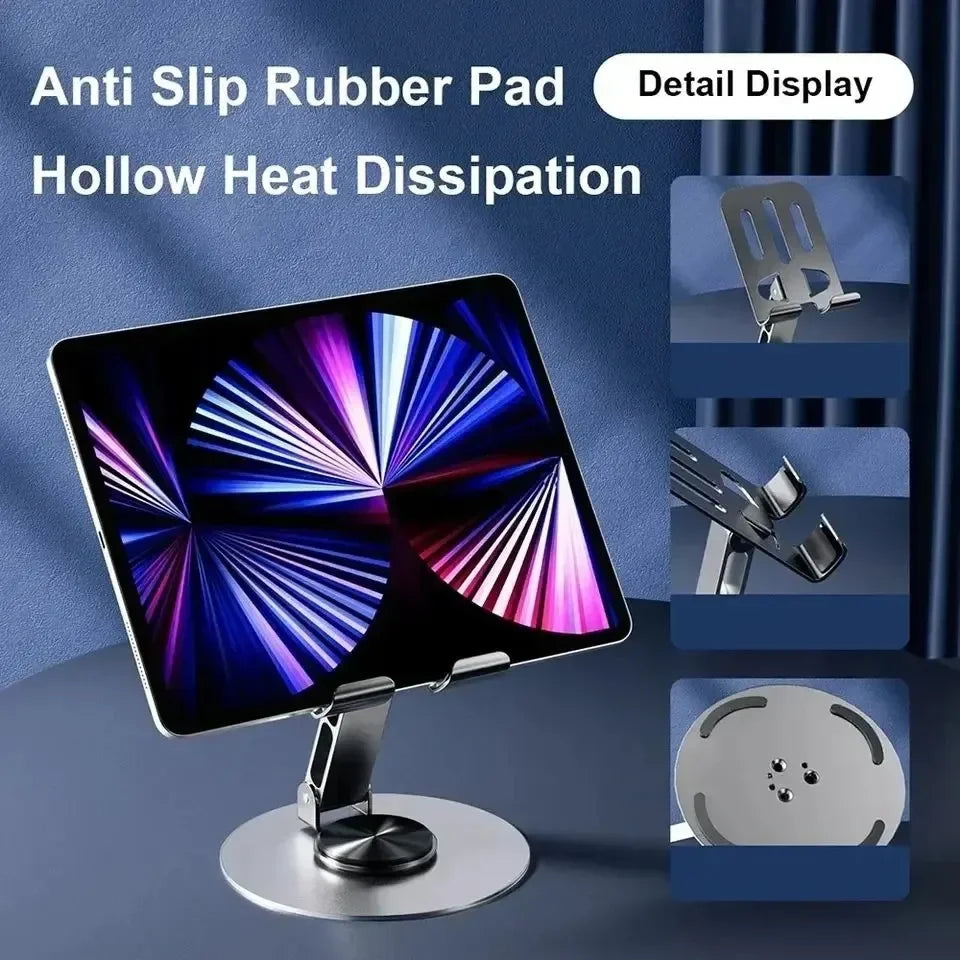 Adjustable Folding 720° Rotating Aluminum Alloy Tablet Holder Portable Stand for iPad Mobile Phone Desktop Live Mount Oasis Select