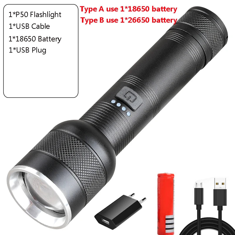 POCKETMAN XHP50 LED Tactical Flashlight – Rechargeable Torch