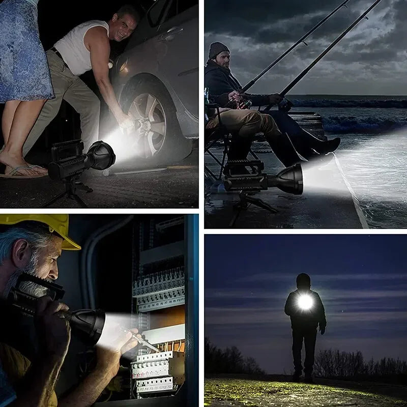 USB Rechargeable Powerful High Power LED Flashlight Waterproof Fishing Lantern TorchSpotlight Searchlight Camping Lamp Oasis Select
