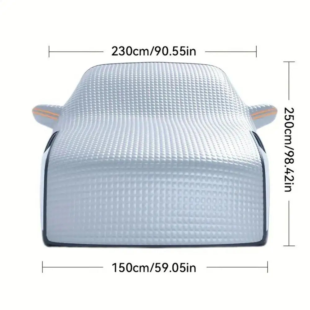 Car Snow Cover Lengthened Sun-Proof Snow Cover Dustproof Frost Guard with Reflective Strip for All Seasons Multifunction Cover Oasis Select Silver