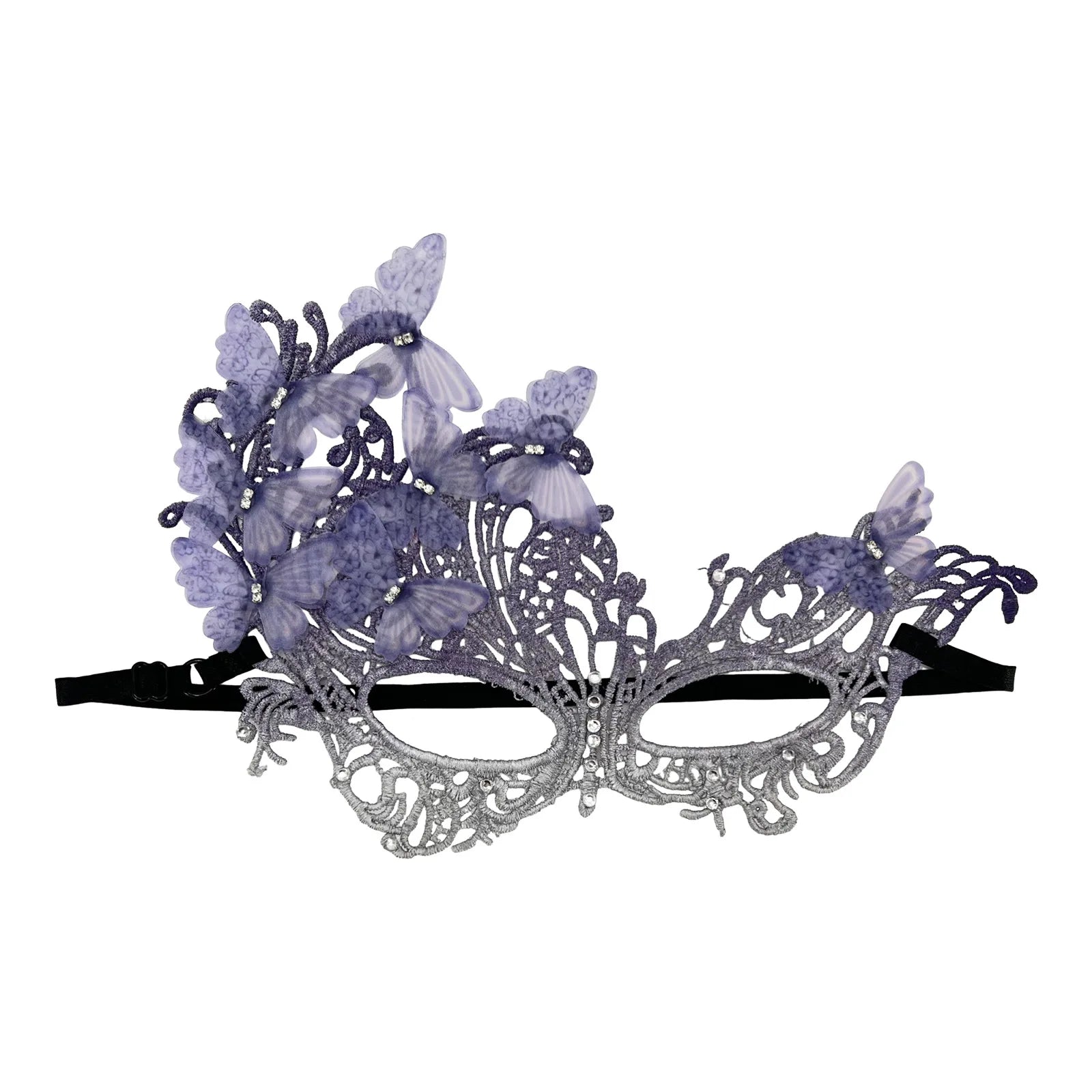 Gradient Butterfly Masquerade Mask Sexy Lace Half Face Mask Luxury Rhinestone Mask for Performance Cosplay Supplies Party Prom Oasis Select Purple