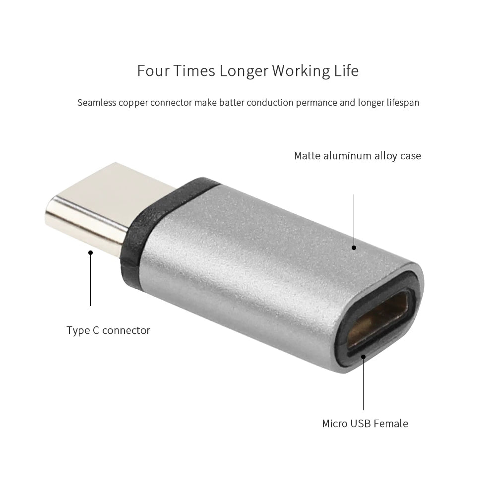 Metal Micro USB to USB-C Adapter | Aluminum Alloy Connector
