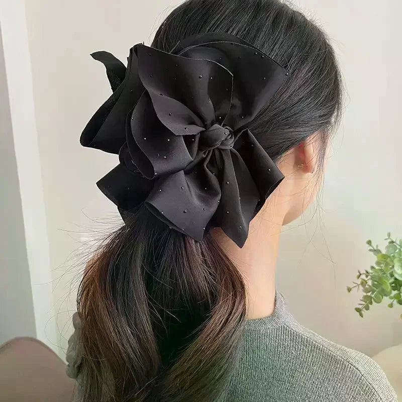 Black Large Bow Hair Claw For Women Girls Elegant Temperament Ponytail Shark Clip Fashion Hair Accessories Gift Oasis Select Default Title
