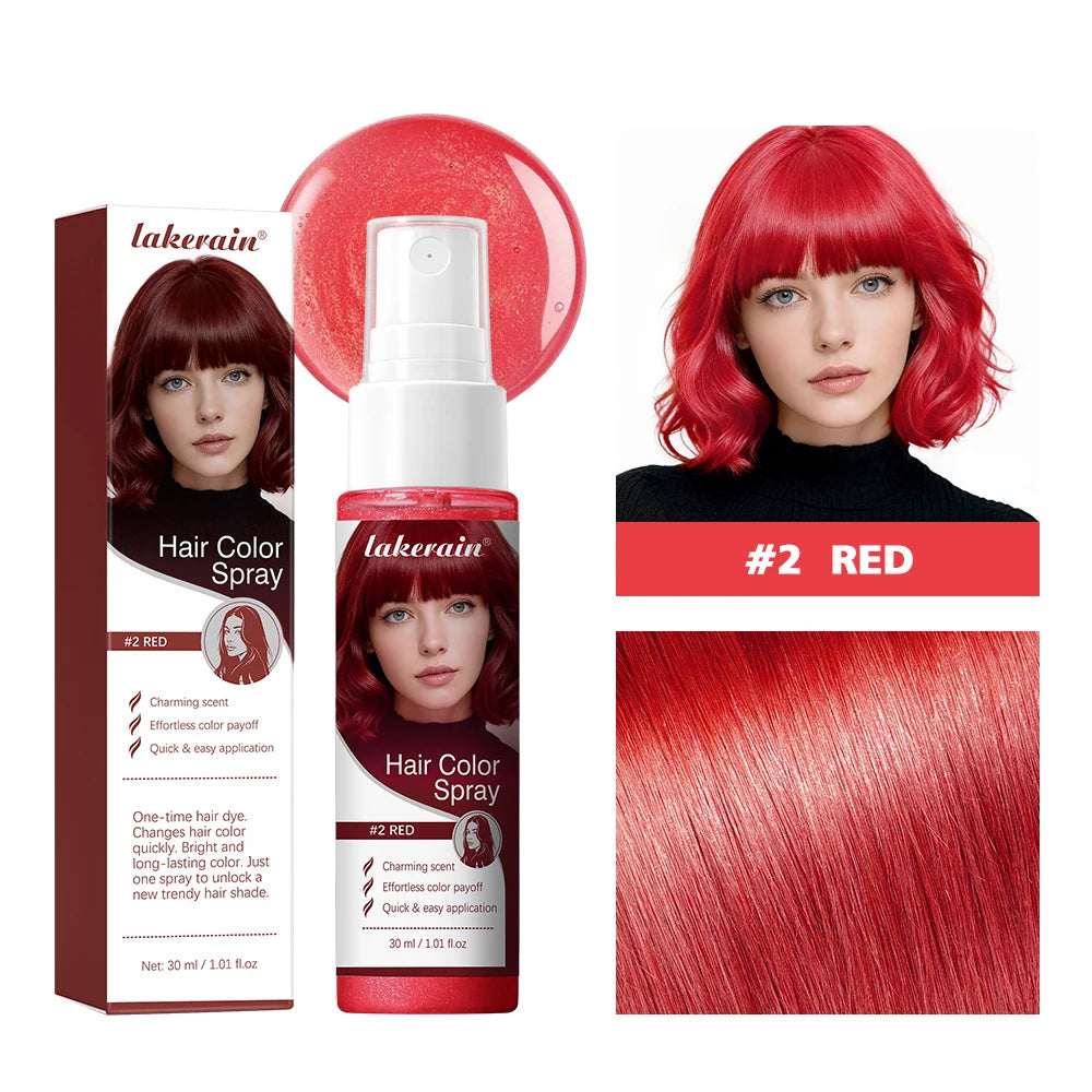 8 Colors Temporary Hair Color Spray One-Time Disposable Hair Dye Washable DIY Hair Styling Liquid Spray for Party Cosplay Hallow Oasis Select 2red