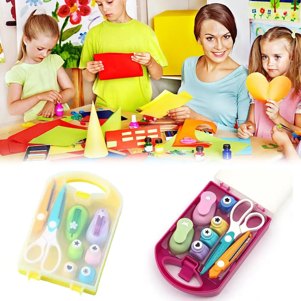 8pcs Creative Hole Punch Set Children's Hole Punch Scrapbooking Paper Punch Greeting Card Craft (Fixed pattern and random color) Oasis Select