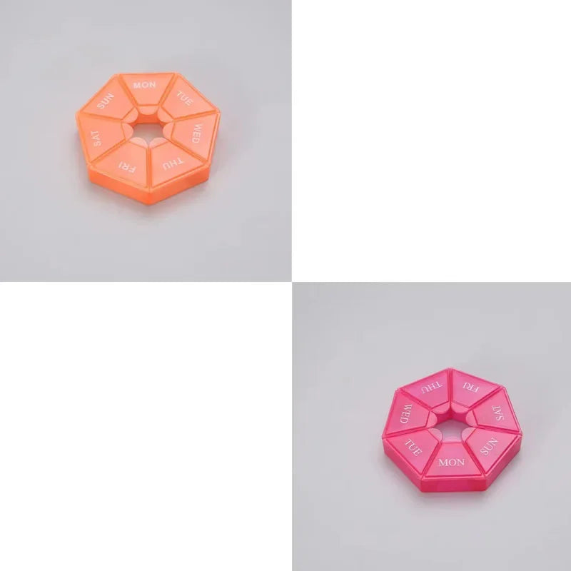 1/2/3Pcs A Week 7 Corners Pill Box Round 7 Boxes For One Week Small Pill Box Mini 7 Days Portable Points Medicine Jewelry Box Oasis Select 2pcs-mix 5