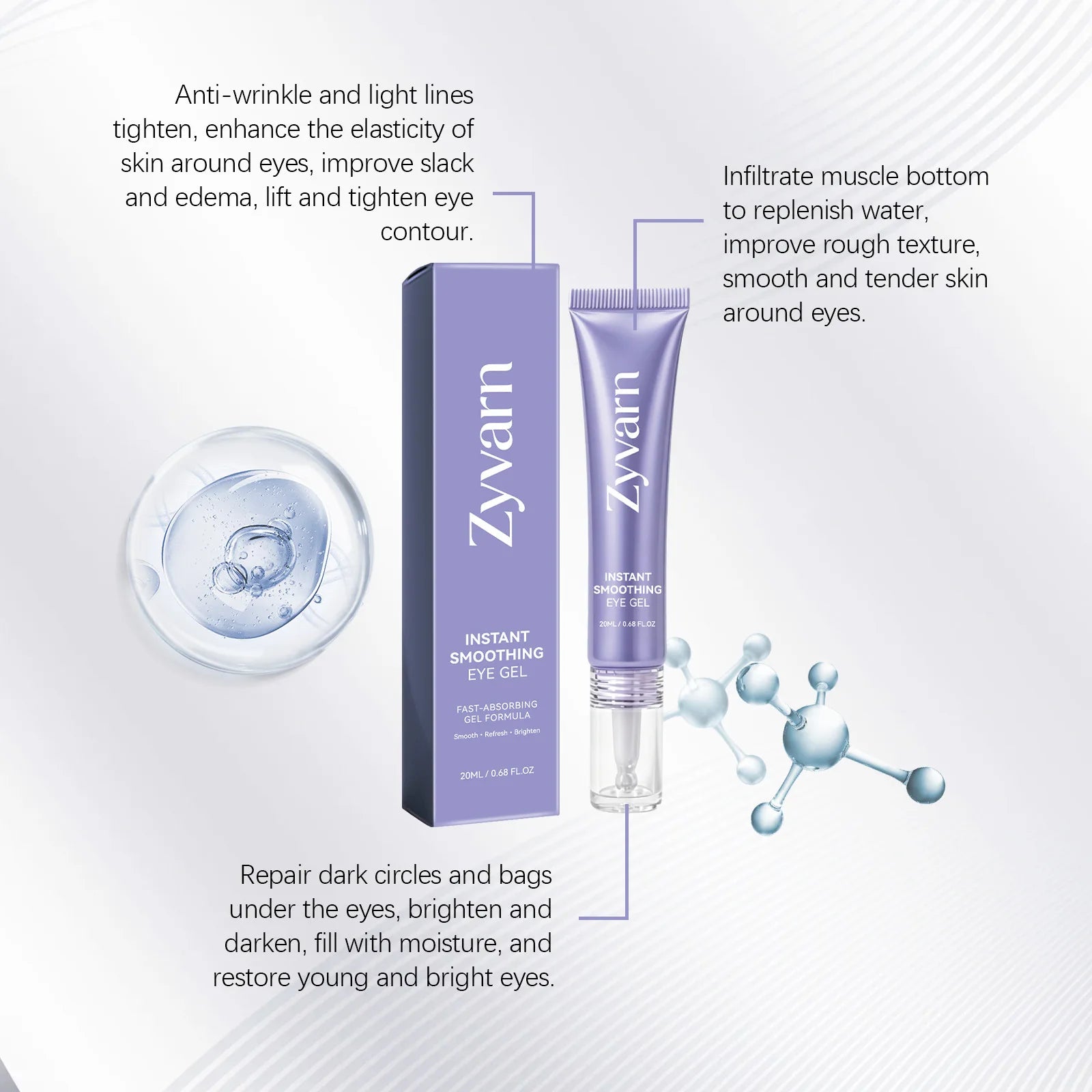 ZYVARN Instant Lift Eye Gel – Puffiness, Dark Circles & Wrinkles Eye Gel Treatment Oasis Select