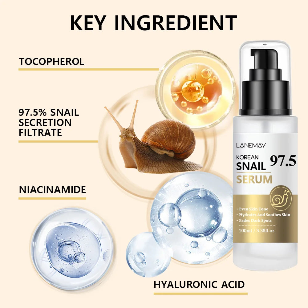 Lanemay Snail Essence Face Serum – Hydrating & Brightening 100ml