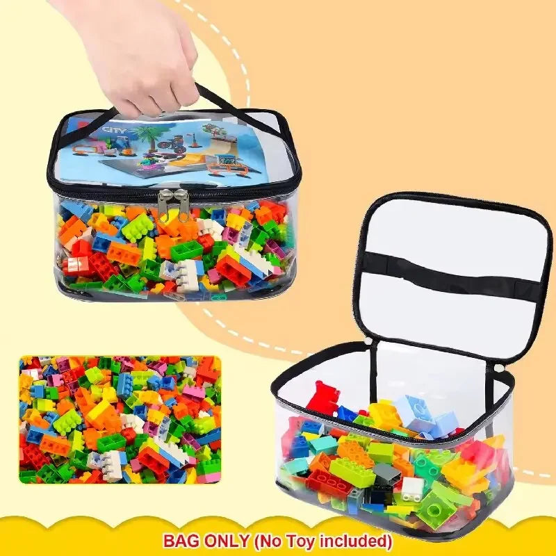 Large Capacity Transparent Mesh Zipper Toy Storage Bag - Puzzle And Block Organizer Ideal for Toy & Building Block Storage Oasis Select