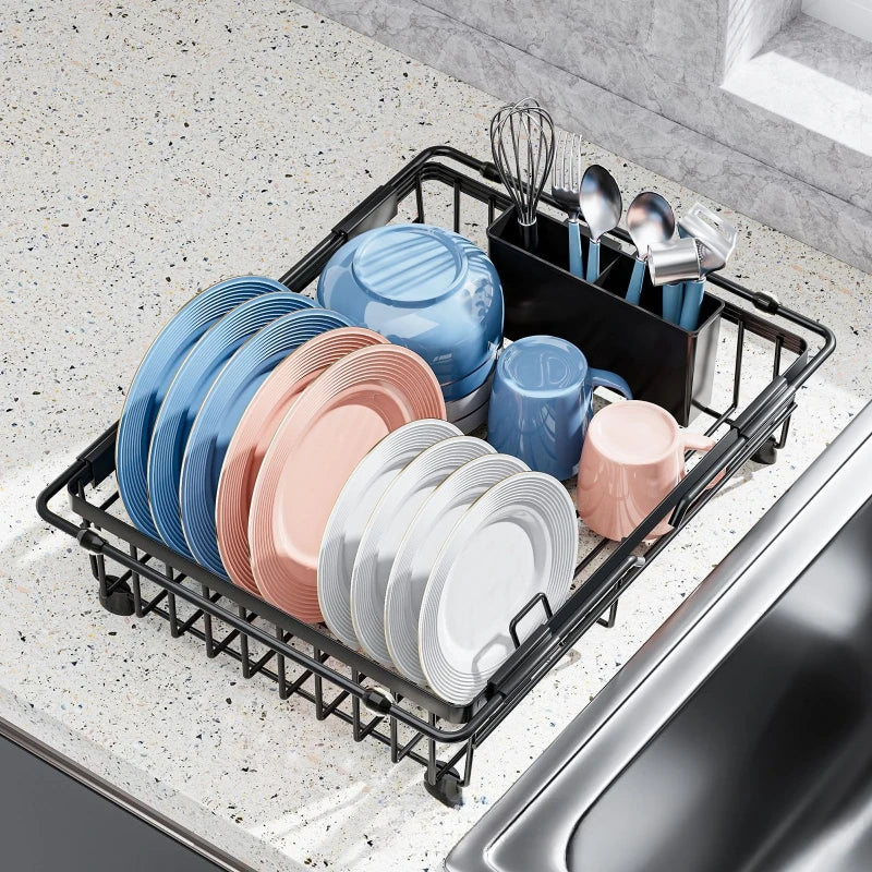 Retractable Sink Dish Drain Rack Kitchen Dish Plate Tableware Storage Basket Vegetable Basin Shelf Oasis Select