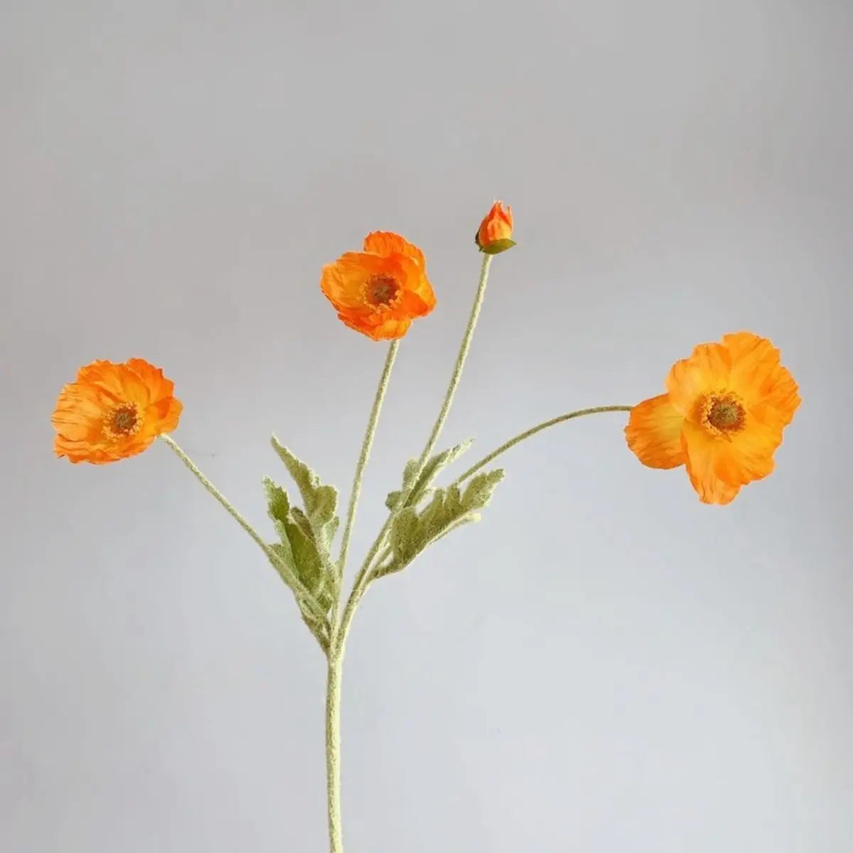 Bridal Real Touch Realistic Gorgeous Flocking Stem Faux Bouquet Silk Plants Fake Poppies Flowers Artificial Papaver Rhoeas Oasis Select orange
