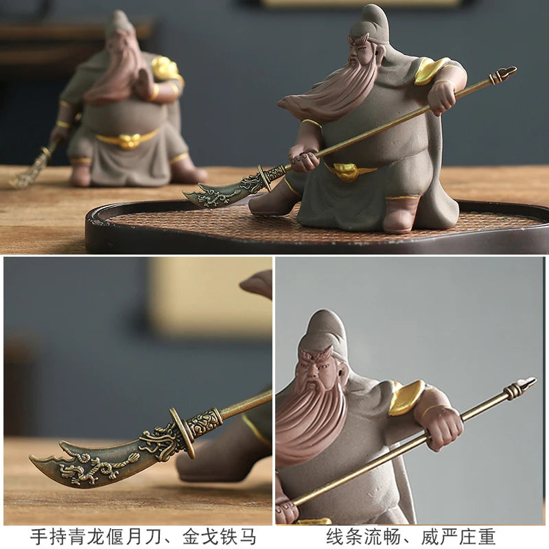 Purple Sand Tea Pet Decoration Zhongyi Guan Gong Creative Hand-carved Tea Pet Tea Tray Ceremony Crafts Oasis Select