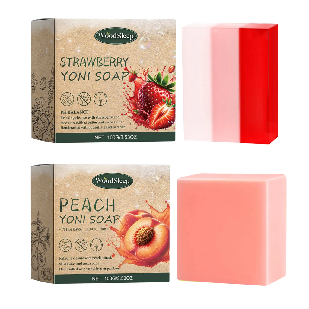 WOODSLEEP Yoni Bar Soap – pH Balance & Deep Cleanse for Women Intimate Cleansing Bar Oasis Select Strawberry Peach