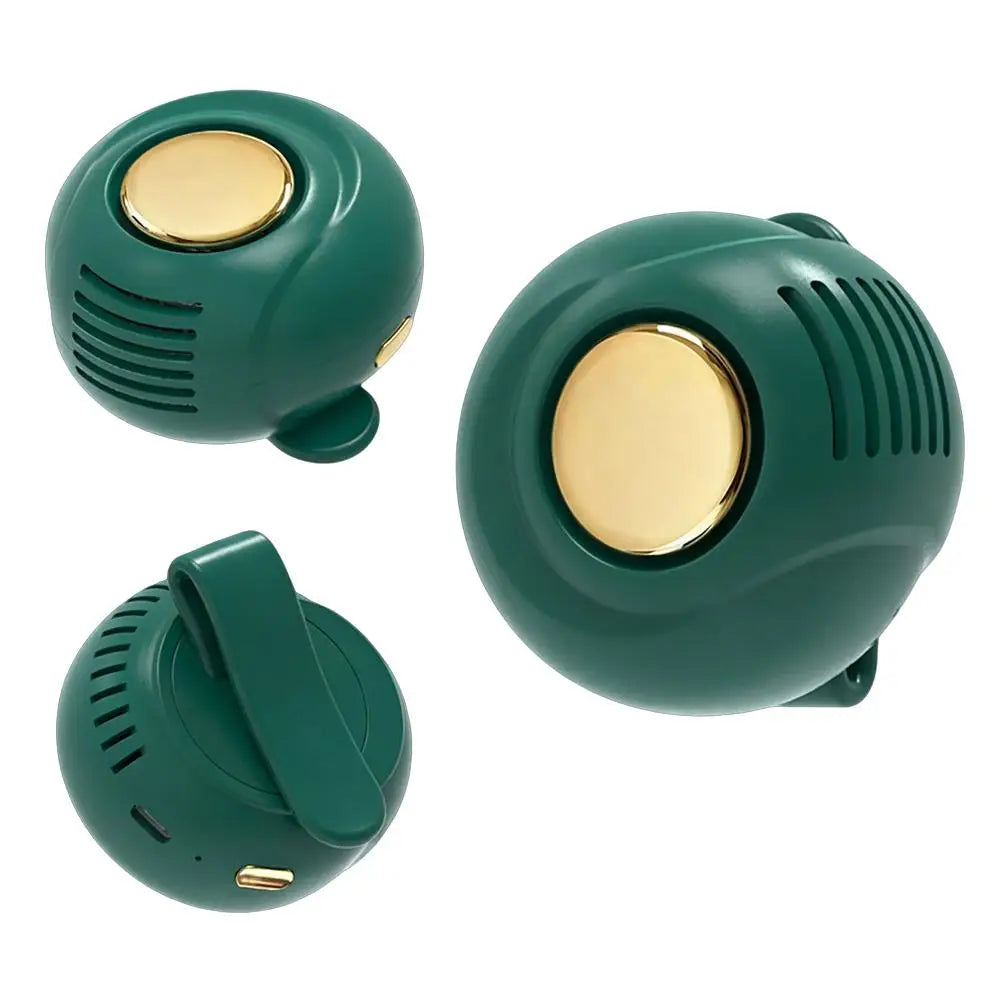 Portable Clip-on Mini Fan Handheld Wearable Bladeless Snap On Silent Fan USB Charging For Camping Travel Working Oasis Select Green