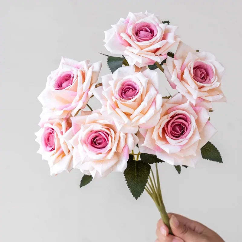 7 Head Artificial Diamond Rose Artificial Flowers Wedding Living Room Decoration Road Guide Rose Bouquet Artificial Flowers Oasis Select pink