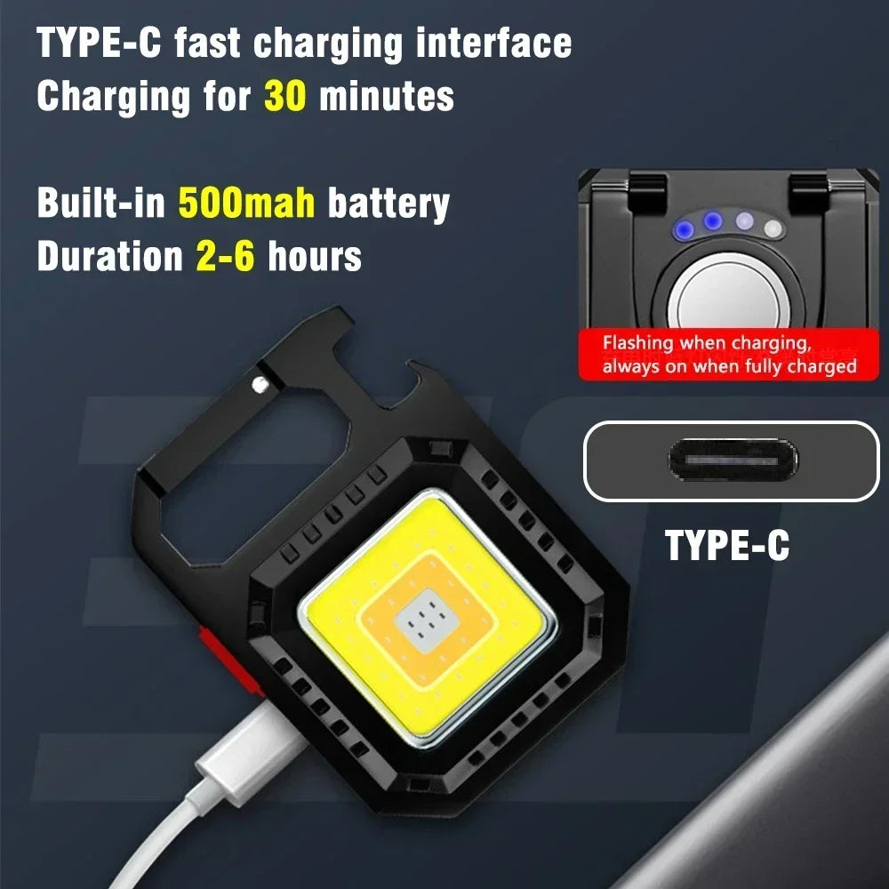 30PCS Mini LED Keychain Flashlight Multifunctional Portable Pocket COB Camping Light USB Charging Work Lights Fishing Lanterna Oasis Select