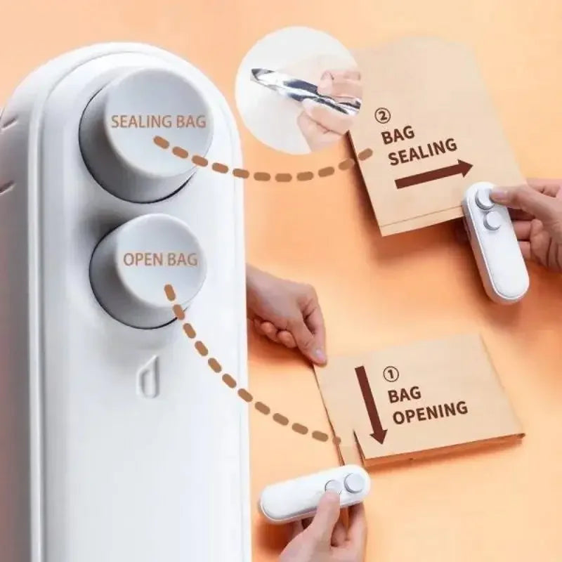Portable Mini Sealer 2 in 1 Heat Sealer For Snacks Home use rechargeable sealer Vacuum Sealer Snacks plastic bag heat sealer Oasis Select