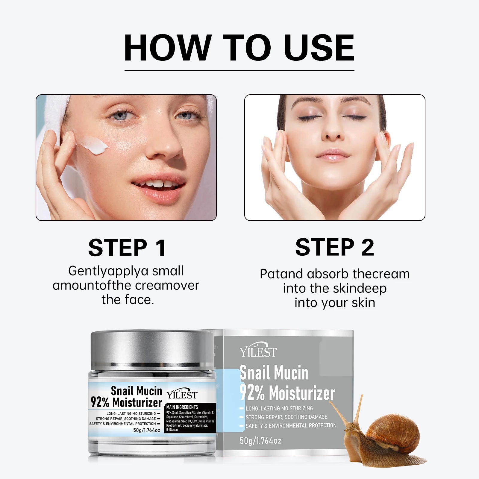 SADOER Snail Mucin 92% Essence – Hydrating & Brightening Cream