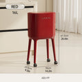 No-Bend High-Leg Trash Can with Press-to-Open Lid - Large Capacity Oval Kitchen & Living Room Bin, Durable Plastic Oasis Select Red
