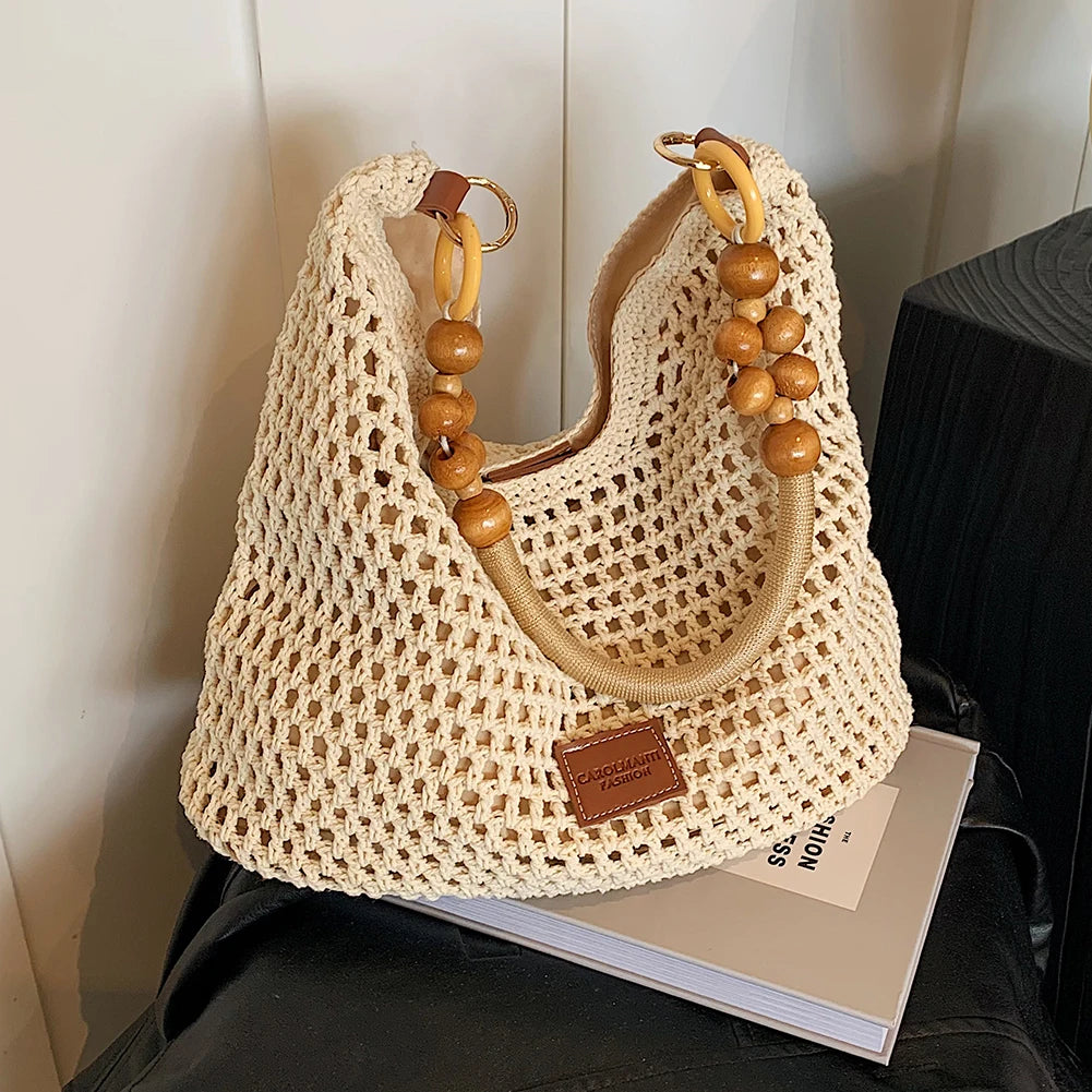 Women's Crochet Mesh Beach Bag – Large Woven Crossbody Tote Crochet Beach Tote Oasis Select