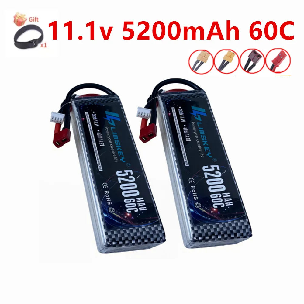 11.1V 5200mah Rechargeable battery For RC Drone Cars Airplane Helicopters Boats Toys Robot Upgrade 2200mah 3s 11.1v Lipo Battery Oasis Select 2PCS Battery-EC5