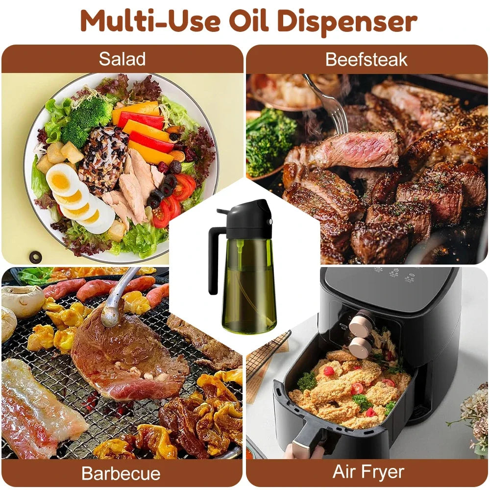 470ML/16oz Light-Blocking Dark Oil Sprayer for Cooking 2 in 1 Olive Oil Dispenser Bottle for Kitchen Dark Green Glass Oil Bottle Oasis Select