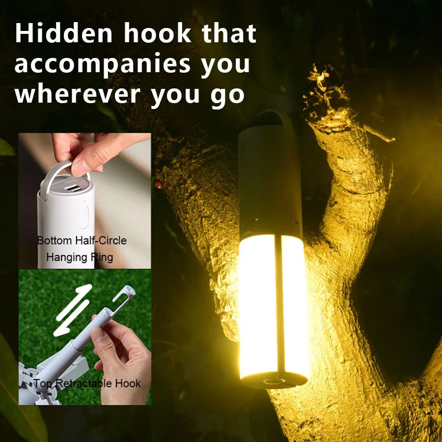 Folding Outdoor Camping Light Portable Lantern Rechargeable 3 Modes Dimmable For Outdoor Camping Tent Emergency Lighting Oasis Select