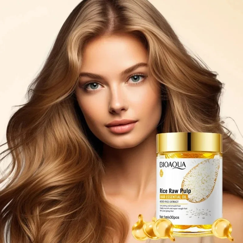 SADOER Rice Puree Hair Oil Capsules – 30 Capsules | Frizz Control Hair Oil Capsules Oasis Select