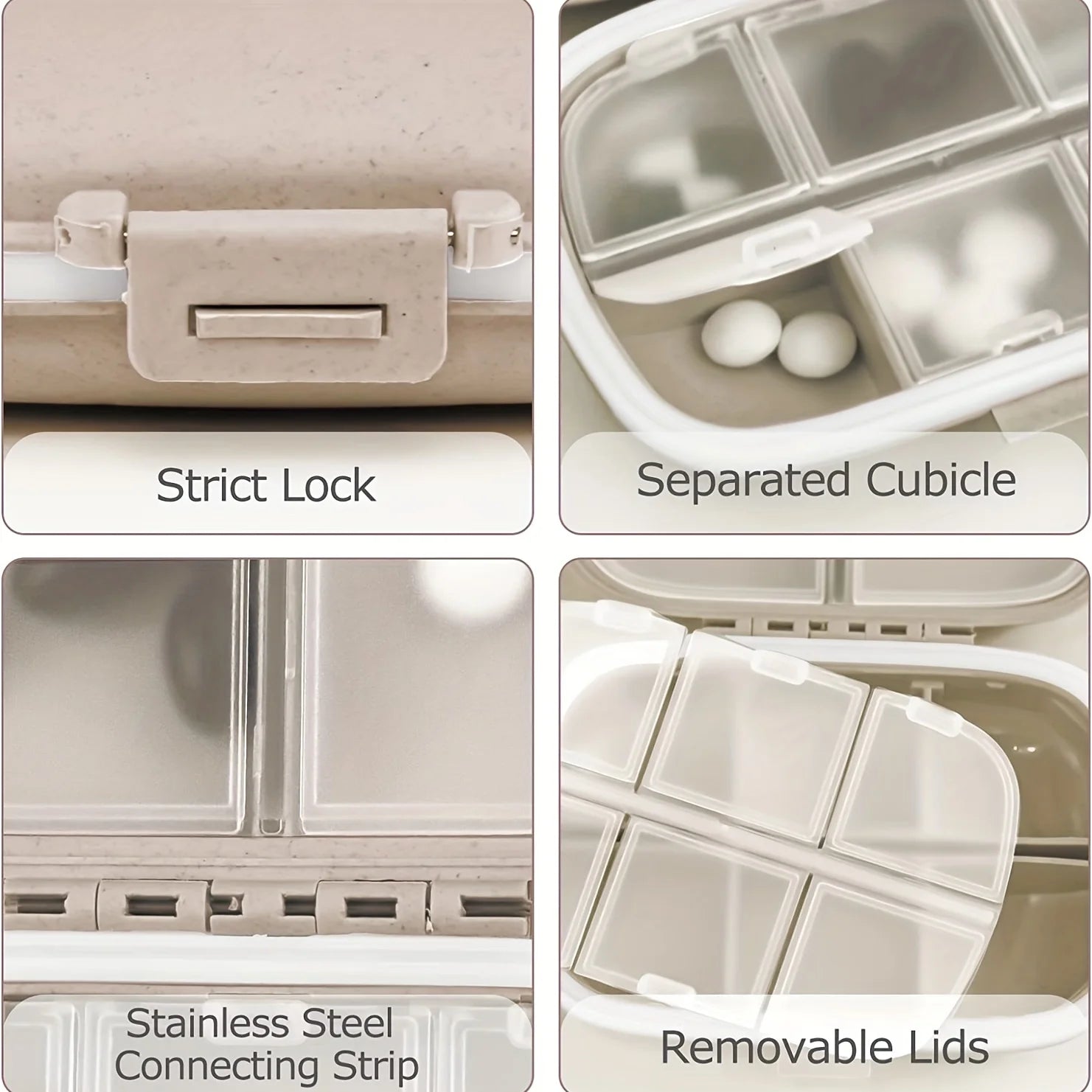 8 Grids Pill Box With Seal Ring Small Box For Tablets Wheat Organizer Container For Tablets Straw Container For MedicinesTravel Oasis Select
