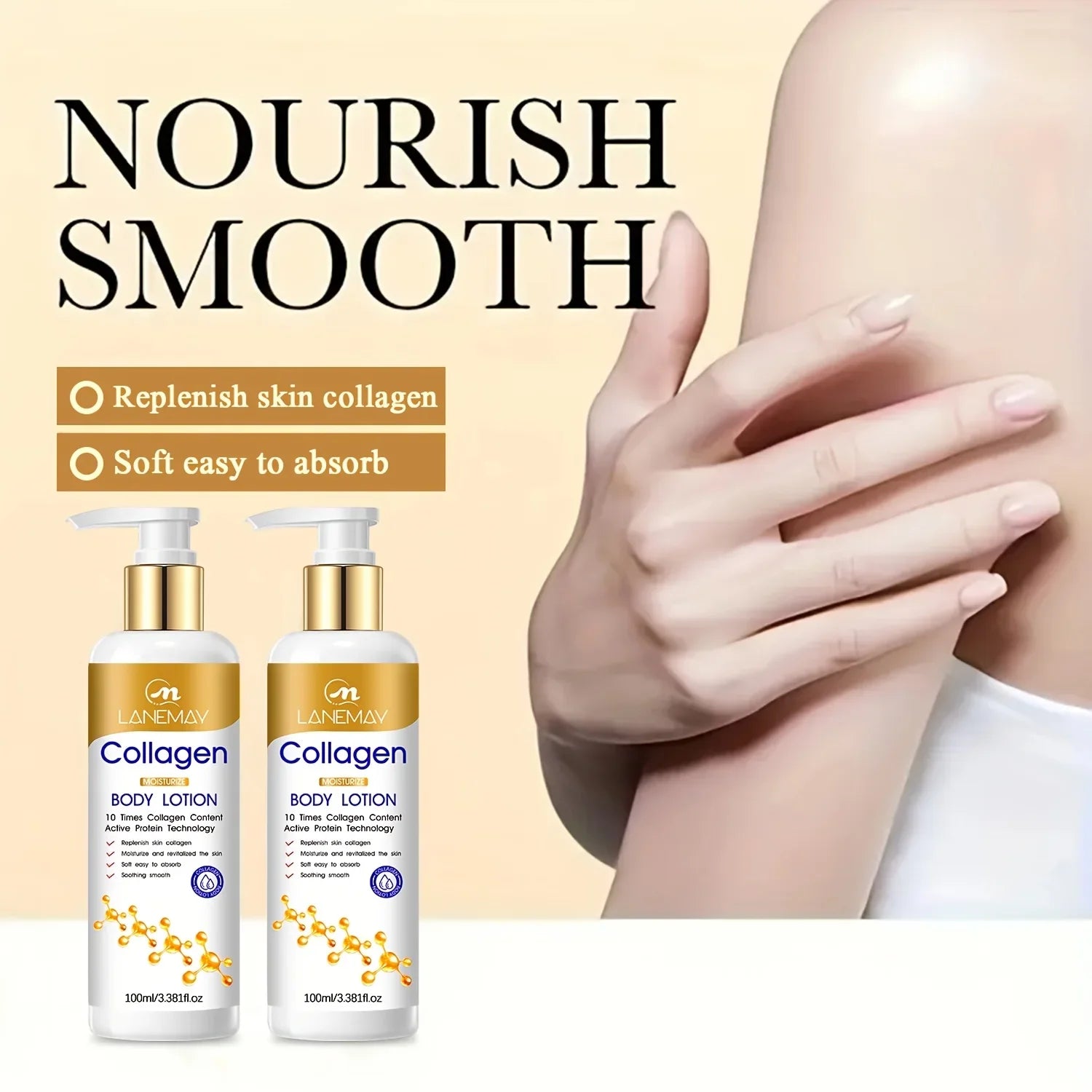 Lanemay Collagen Body Lotion – Hyaluronic Acid, Lightweight Body Lotion Oasis Select
