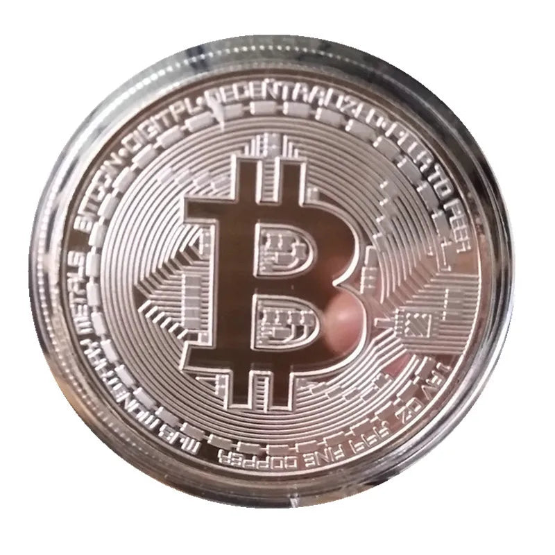 1/2/3/4pcs Gold Plated Coin Art Collection Gold Plated Physical Bitcoins Bitcoin Gift Physical Metal Antique Imitation Coins Oasis Select 1pcs Silver