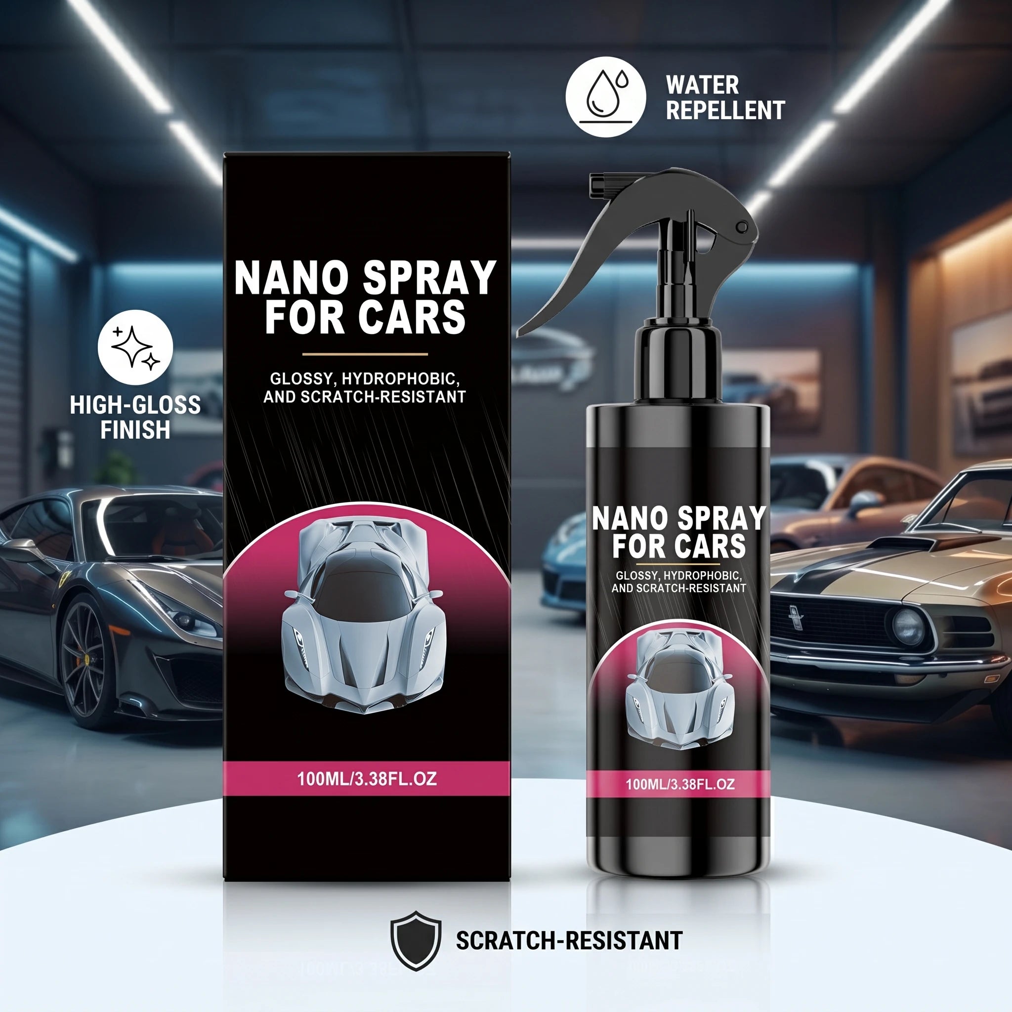 Nano Coating Spray for Car Glossy Hydrophobic & Scratch-Resistant Coating Spray Auto Paint Restorer & Protector Car Care Oasis Select