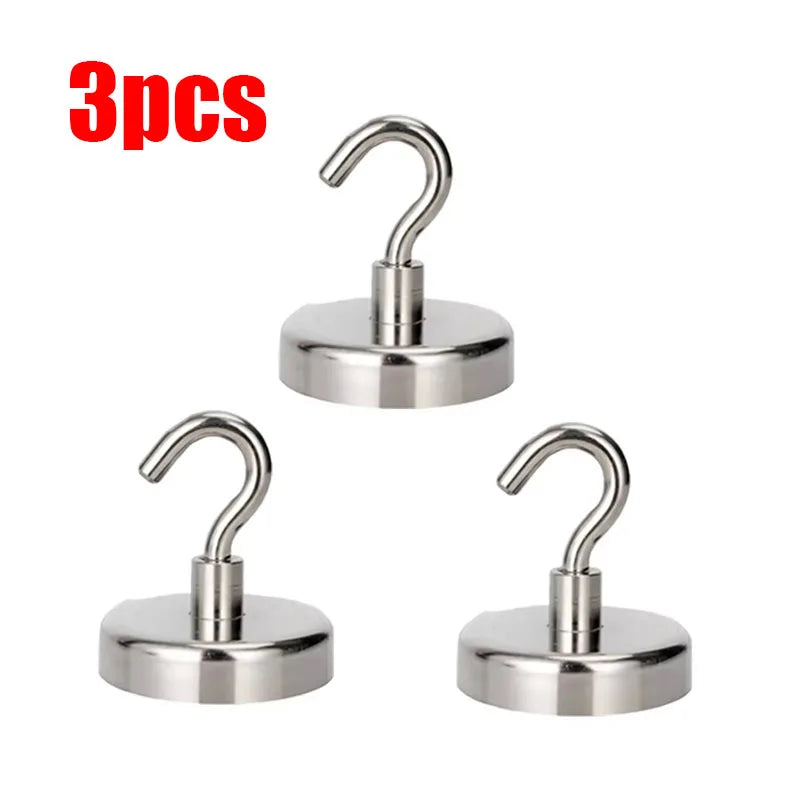1/2/3/4/5/6Pcs Pcs Super Strong Powerful Magnetic Hooks Ring Metal Magnet With Curved Hook Hanger For Hanging,Fridge,Wall,Key Oasis Select 3pcs 16mm