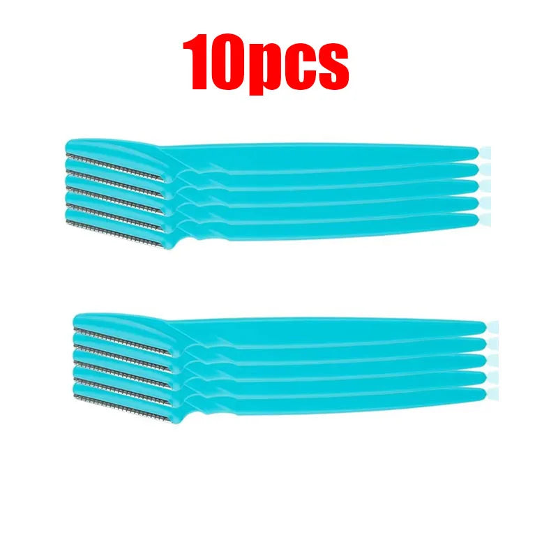 5/10/15pcs Eyebrow Trimmer Makeup Beauty Tools Safe Eye Brow Razor Face Body Hair Removal Shaver Blades Eyebrows Shaping Knife Oasis Select 10pcs Blue