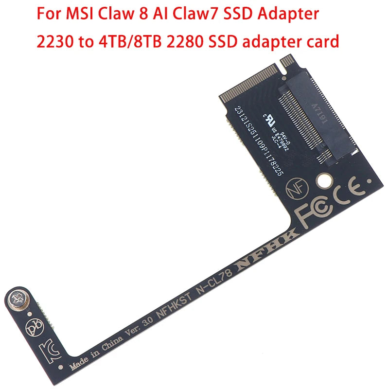 For MSI Claw 8 AI+ Claw7 SSD Adapter Handheld Conversion 2230 To 2280 4T M2 NVME SSD Expansion Board Adapter Riser Card Oasis Select Default Title