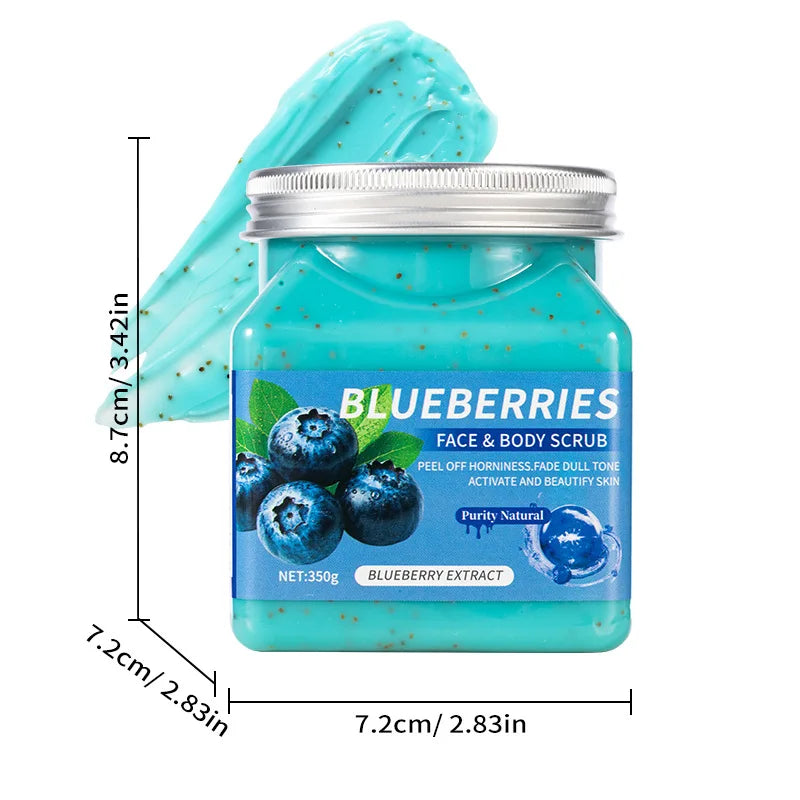 350g Body Exfoliating Scrub for Dead Skin and Keratosis Pilaris, Full-Body Deep Cleansing Coffee Scrub Oasis Select Blueberries 350g