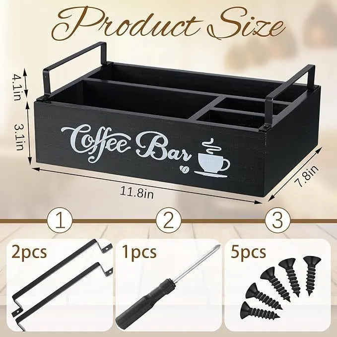 Wooden Coffee Capsule Storage Box Wooden Hand-held Desktop Milk Tea Bag Coffee Capsule Holder Storage Basket Oasis Select A One layer
