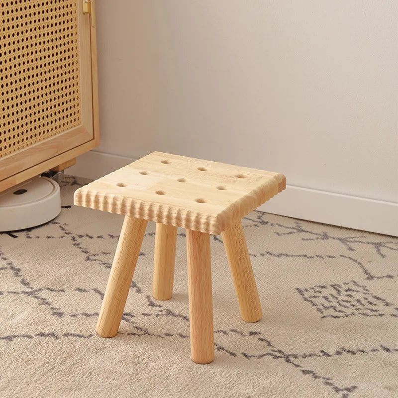 small square stool, household shoe cabinet, children's foot pads, wooden low stool, simple shoe change wooden stool Oasis Select cookie stool