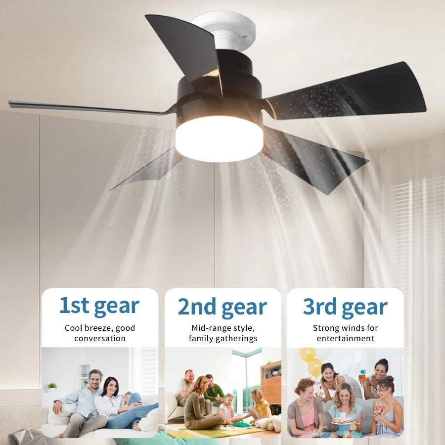 E27 Ceiling Fan Light with Remote Control AC85-265V 40W 3-Color Dimmable 3-Speed Timmer Indoor Fan Light for Bedroom Living Room Oasis Select