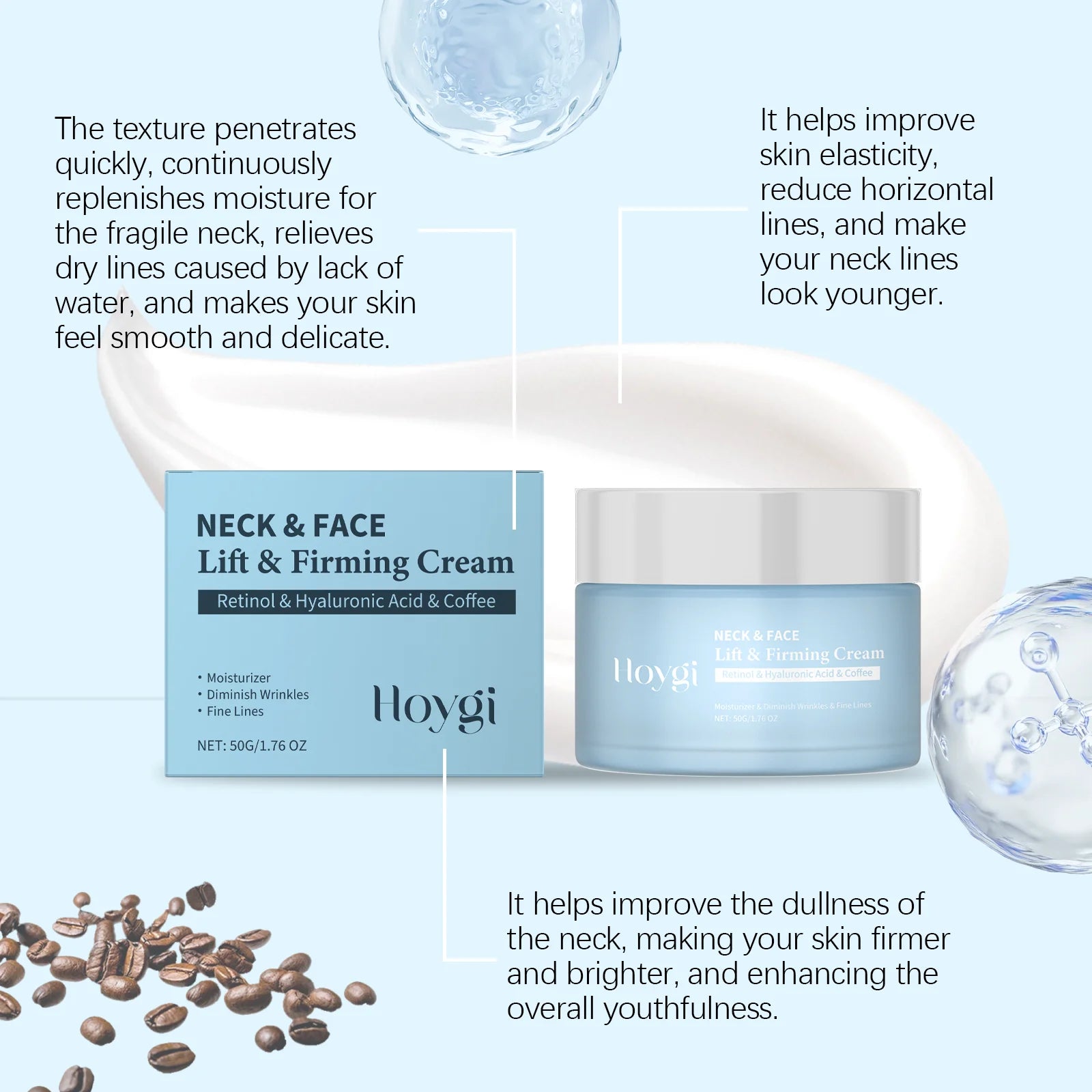 Retinol Firming Neck Cream Hexapeptide Collagen Retinol Wrinkle Removal Cream Whitening Moisturizing Neck Tighten Cream Oasis Select