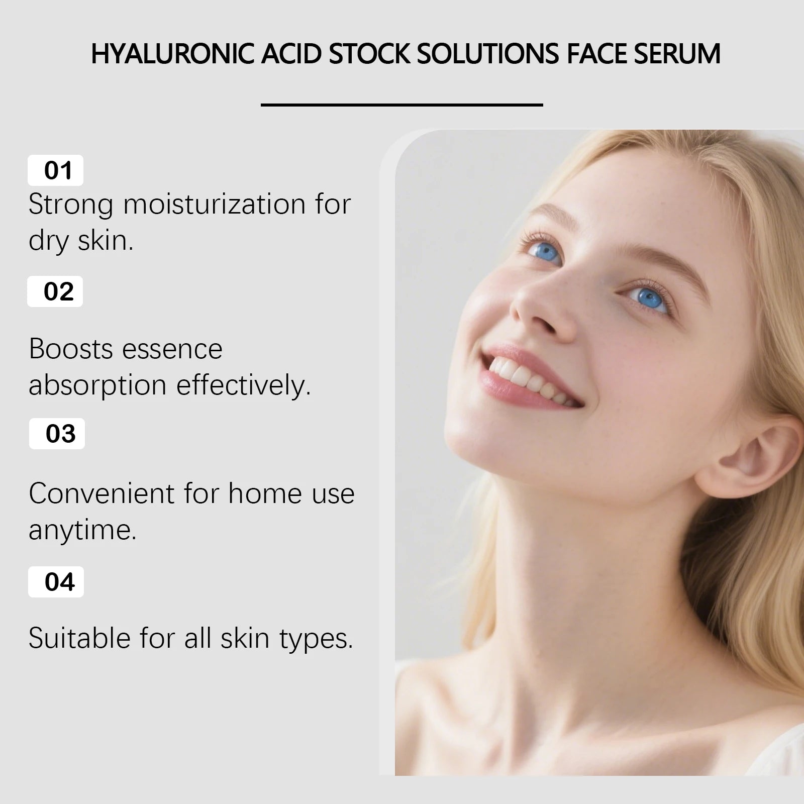 Hyaluronic Acid Stock Solutions Face Serum with Roller Microneedle Set Moisturizing Anti-Wrinkle Facial Serum Smoothing Refresh Oasis Select