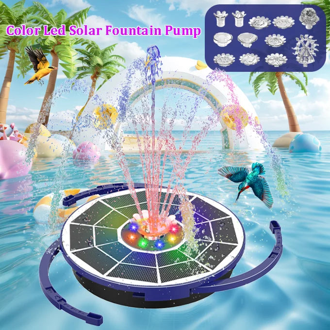 3.5w Solar Bird Bath Fountain Pump with Light, Blue/Purple Solar Fountain, Automatic/Night Mode Switching, Suitable for Courtyar Oasis Select
