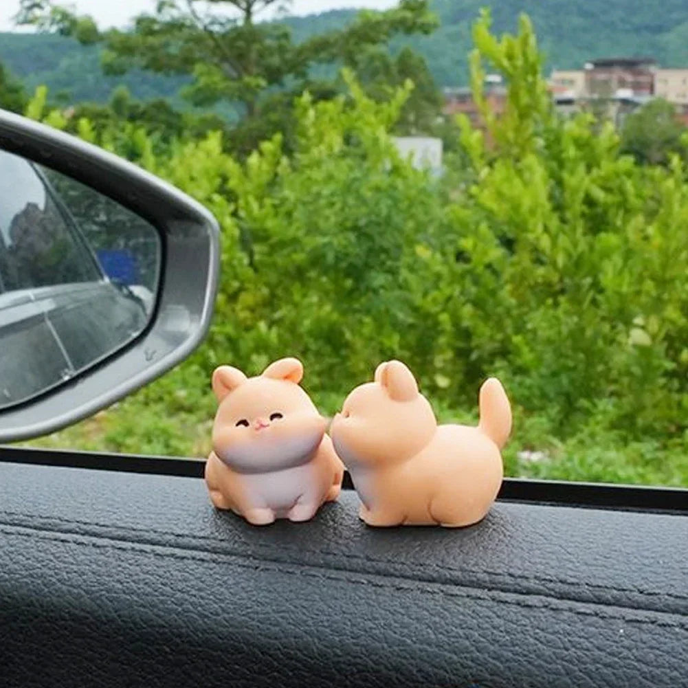 Kiss Face Rabbit Kitten Doll Car Decor Funny Resin Ducks Frogs Figurines Car Interior Dashboard Cute Car Accessories Oasis Select orange cat
