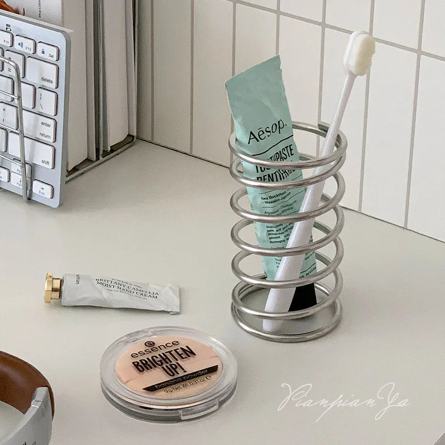 Stainless Steel Toothbrush & Pen Holder | Bathroom Organizer