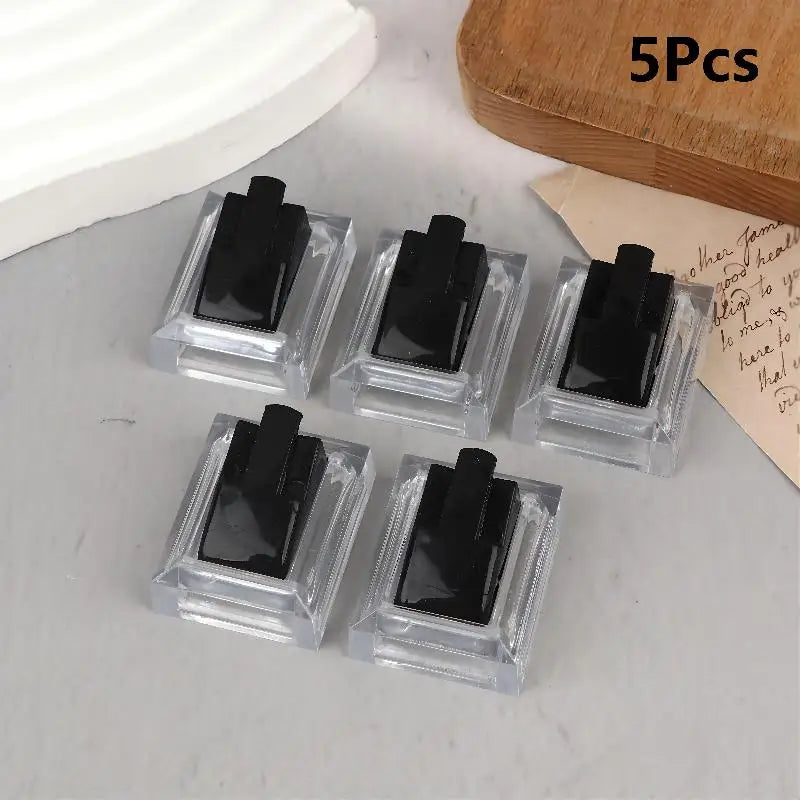 5Pcs Clear Ring Display Stands, Jewelry Ring Tray Storage Organizer Holder, Counter Showcase Display Props Oasis Select 5Pcs Black