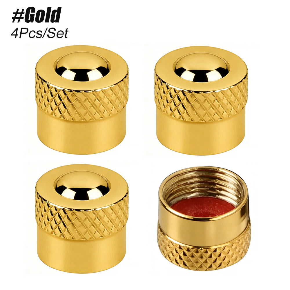 4PCS Tire Valve Caps with O Rubber Ring, Valve Stem Caps, Universal Stem Covers for Cars, SUVs, Bike, Trucks, Motorcycles Oasis Select Gold
