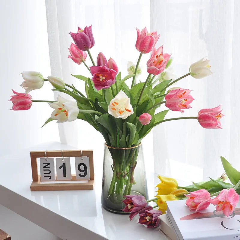 Real Touch Artificial Tulips High Quality Luxury Silicone Fake Flowers for Home Wedding Decoration Bride Bouquet Elegant Decor Oasis Select